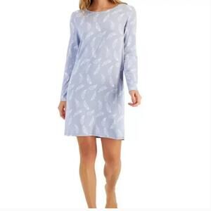 Charter Club Women s Butter Soft Sleepshirt Blue Feathers Size X-Large